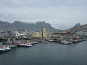 Cape Town Harbor and Table Mt.