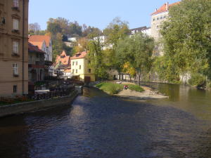 River surrounding town